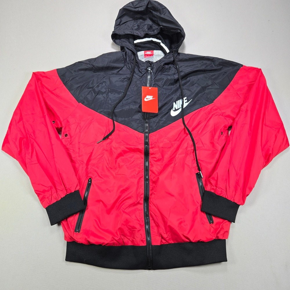 Nike Windbreaker Jacket Windrunner Colorblock Red Black Mens 2XL